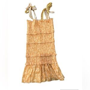 Preppy Orange Floral Smocked Mini Dress